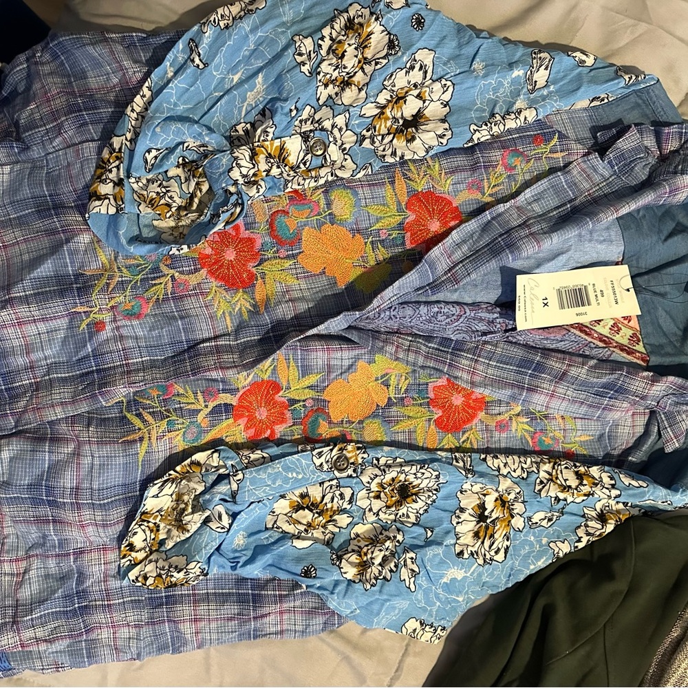 Blue Multi-Patterned Top by Alfani